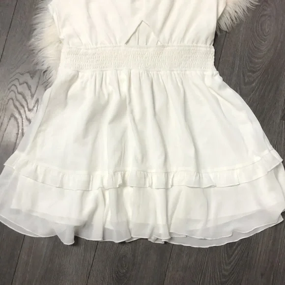 NEW Pretty Garden Medium large Dress White Cut Out Layered Chiffon Empire Waist - Picture 8 of 14